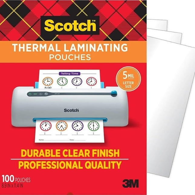 Scotch TP5854-100 Pack of 100 Transparent Plastic Thermal Laminating Pockets (0.127 x 226.1 x 292.1mm)