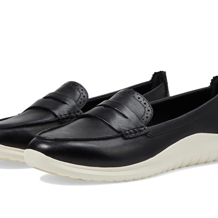 Cole Haan Women's Zerogrand Meritt Leather Loafer, Black/Ivory, 8 Wide