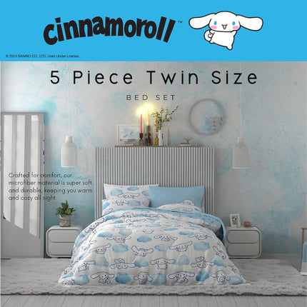 Franco Comforter and Sheet Set, Microfiber, Cinnamoroll, 5 Piece Twin Size