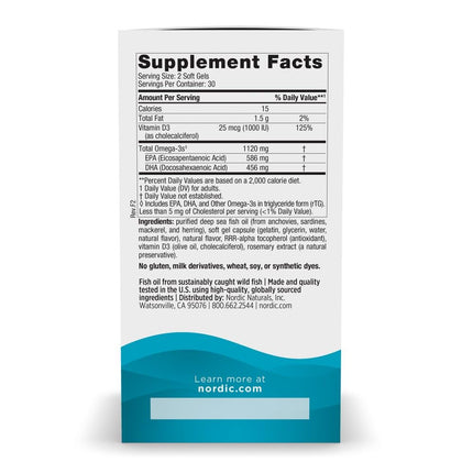 Nordic Naturals Ultimate Omega 2X Mini D3, Lemon Flavor - 1120 mg Omega-3 + 1000 IU Vitamin D3-60 Mini Soft Gels - Omega-3 Fish Oil - EPA & DHA - Promotes Brain & Heart Health - 30 Servings