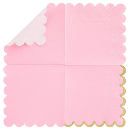 Sparkle and Bash Scallop Napkins for Parties (5 x 5 in, Light Pink, 100 Pack)