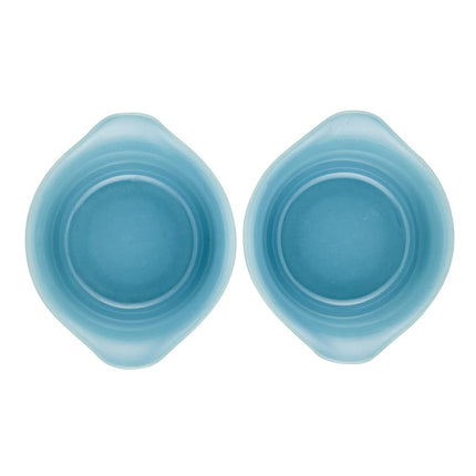 Rachael Ray Serveware Ceramics EVOO and Ramekin Dipper Set, 4 Piece, Agave Blue