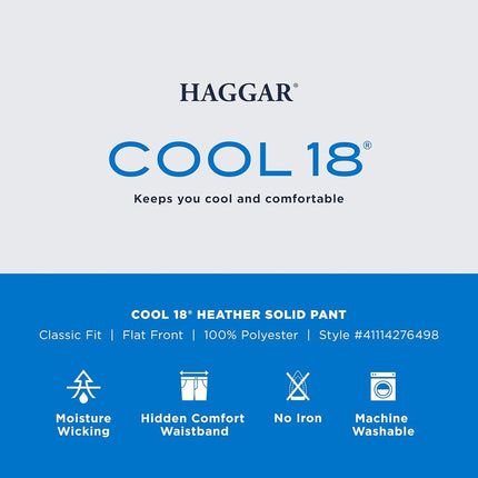 Haggar Men's Cool 18 Hidden Comfort Waist Plain Front Pant,Graphite,38x30