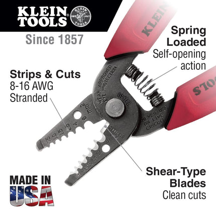 Klein Tools 11049 Wire Stripper/Cutter, Compact, Lightweight, Hardened Steel, Precision Ground, for Stranded Wires