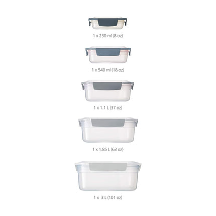 Joseph Joseph Nest Lock Plastic BPA Free Food Storage Container Set with Lockable Airtight Leakproof Lids, 10-Piece, Sky
