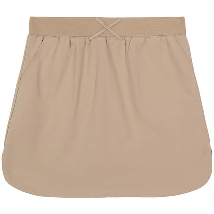 IZOD Girls' School Uniform Pull-on Scooter Skirt with Undershorts, Knit Waistband & Functional Pockets, Wrinkle Resistant, Khaki, 6X