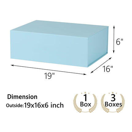 MUMUPACK Light Blue Gift Box,19x16x6 Large Gift Boxes With Lids For Presents Includes Ribbon And Diy Printable Sticker Paper,Bridesmaid Proposal Box,Magnetic Gift Box For Birthday,Wedding,Graduation