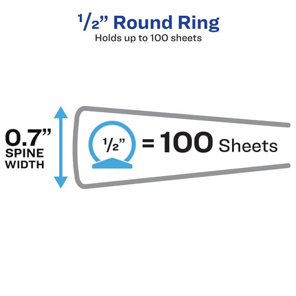 Avery Flexi-View 3 Ring Binder, 1/2 Inch Round Rings, 1 Black Binder (15767)