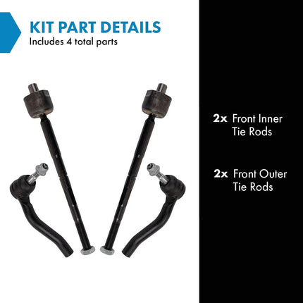 TRQ Front Tie Rod Set Compatible with 2017-2021 Cadillac XT5 GMC Acadia