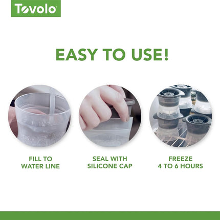 Tovolo Assorted Shaped Ice Molds, Set of 4 - Large Ice Mold Gift Set - Unique Ice Mold Chills Drinks - Odor-Free Freezer Storage, Dishwasher-Safe with Silicone Plunger
