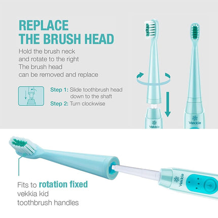 Cabezales de repuesto para cepillo de dientes eléctrico infantil - 7 veces más eliminación de placa, cerdas suaves curvadas en 3D con puntas redondeadas, limpieza dental suave y eficiente, perfecto para boca pequeña de niños, azul (paquete de 4)