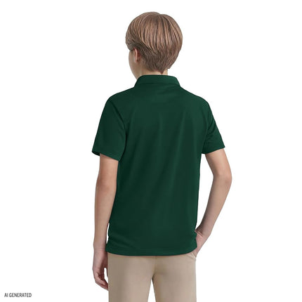 Polo à manches courtes uniforme scolaire Izod pour garçons, fermeture boutonnée, tissu performant anti-humidité, Hunter, 8 ans