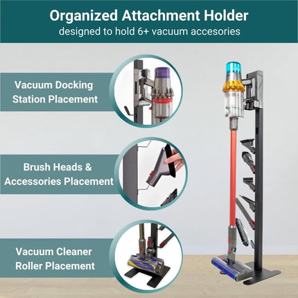 IZSOHHOME Vacuum Stand for Dyson,Storage Stand Docking Station Holder,Compatible with Dyson V15 V11 V10 V8 V7 V6 Cordless Vacuum Cleaners Accessories,Stable Metal Bracket Organizer Rack(Update Black)