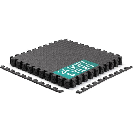 Foam - EVA Interlocking Mats - Black - 3/10.2 cm Thickness, 24 Square Feet