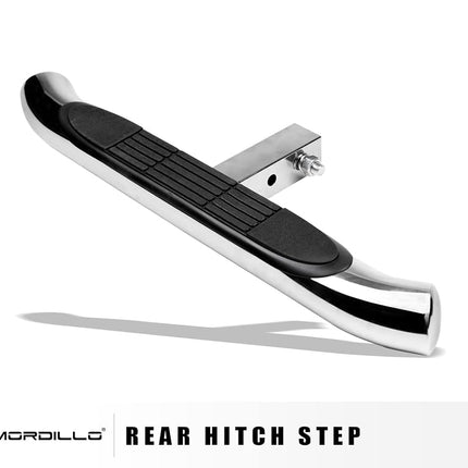 Armordillo USA 8718681 3-Inch Rear Hitch Step Bar - Chrome Universal Fits 2-Inch Receiver Tube Trailer Hitch