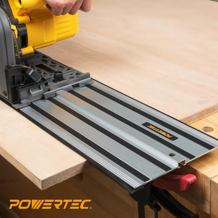 POWERTEC 72199 Kit Rail de guidage et serre-joints de 279,4 cm pour scies plongeantes DeWalt, comprend 2 rails de guidage de 139,7 cm, (1) raccord de rail de guidage et (2) serre-joints à dégagement rapide pour les projets de menuiserie