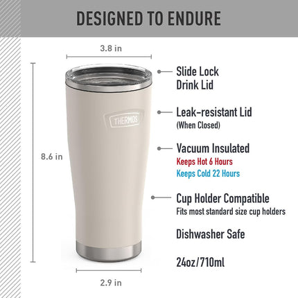Sandstone-24 oz Stainless Steel Tumbler w/Slide Lock Lid