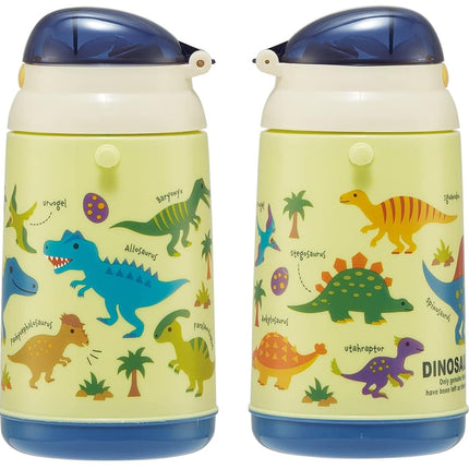 / SDPC4P-A Stainless Steel Water Bottle with Straw, One Push Type, 11.8 fl oz (350 ml), Dinosaurus Picture
