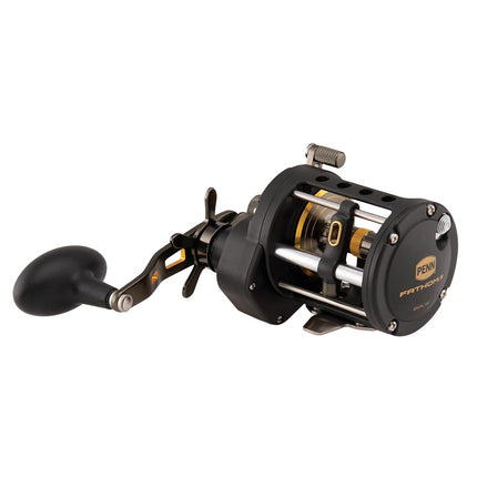 PENN Fathom® II Level Wind, Saltwater Fishing Reel, Conventional Reels, Sea - Nearshore/Lake Fishing, Shore and Kayak Fishing, Unisex, Black Gold, 20 | Right Hand