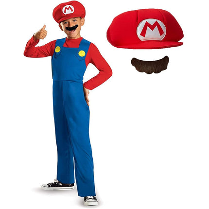 Déguisement officiel classique Nintendo Super Mario pour enfants, comprend la casquette Mario, le costume Mario pour enfants, idéal pour Halloween, les anniversaires, la Journée Mondiale du Livre, pour garçons, taille S