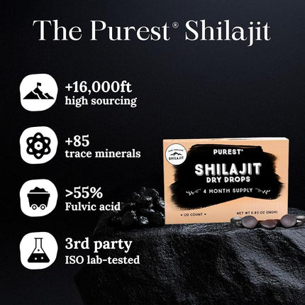 Shilajit Dry Drops from Pure Himalayan Shilajit ® - 120 Counts, 4 Month Supply, Original Siberian Shilajit, 100% Pure, Trace Minerals & Fulvic Acid