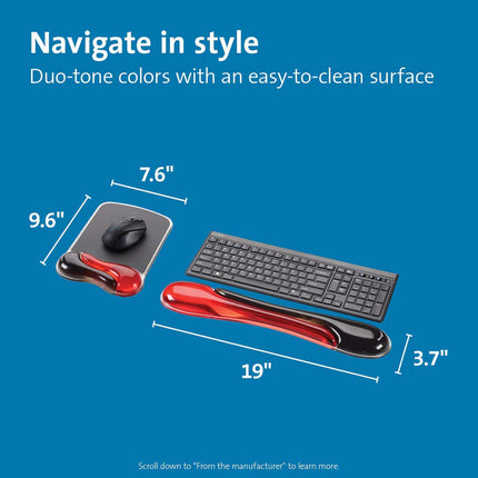 Kensington Duo Gel Mouse & Keyboard Wrist Rest Bundle, Red (K50036WW)