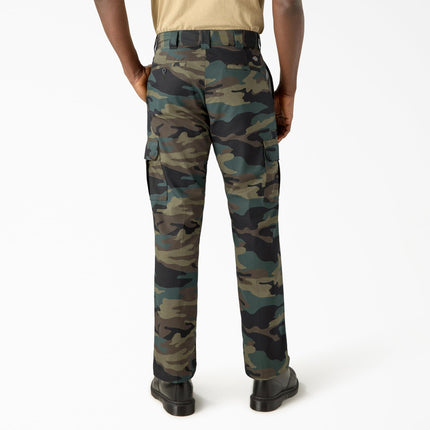 Pantalón cargo de sarga elástica recta regular para hombre Dickies, camuflaje verde cazador, 34 32, camuflaje verde cazador, 34W x 32L