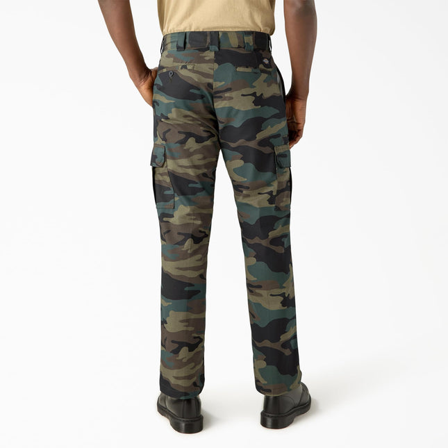 Pantalón cargo de sarga elástica recta regular para hombre Dickies, camuflaje verde cazador, 34 32, camuflaje verde cazador, 34W x 32L