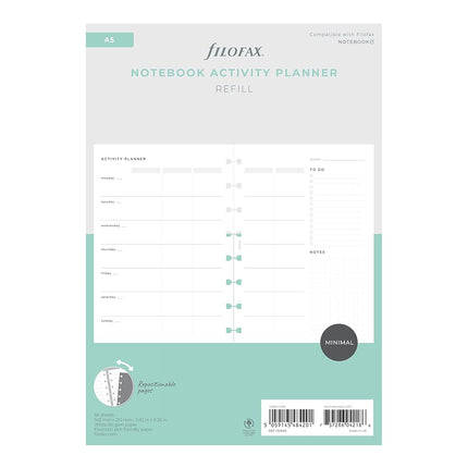 Filofax Lifestyle Refill, A5 Size, Notebook Refill, White Paper, Activity Planner, 56 Sheets (B132849)