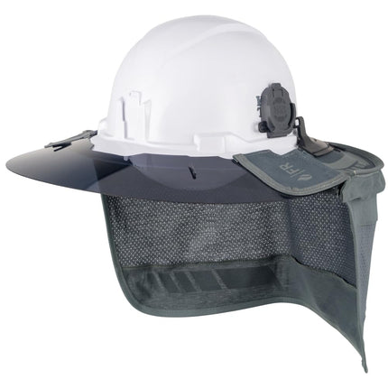 Klein Tools FR03010 Flame-Reistant Full Brim Sombrero Outdoor Sun Hat for Men with Neck Shade, Hard Hat Accessory, 50-Plus UPF Protection, Fire Resistant Fabric, Universal Clips