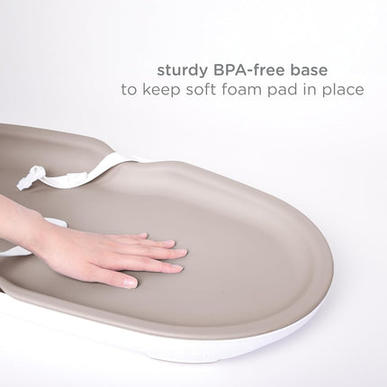 Ubbi Baby Changing Pad, Easy to Clean with Detachable Base, Lightweight, Waterproof Foam, includes Safety Strap and Non-Skid Feet, Taupe