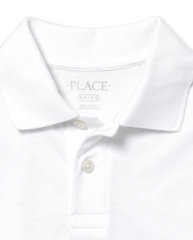 The Children's Place Polo à Manches Courtes en Jersey Doux Uniforme Garçons, Lot de 2, Blanc Lot de 3, Taille M