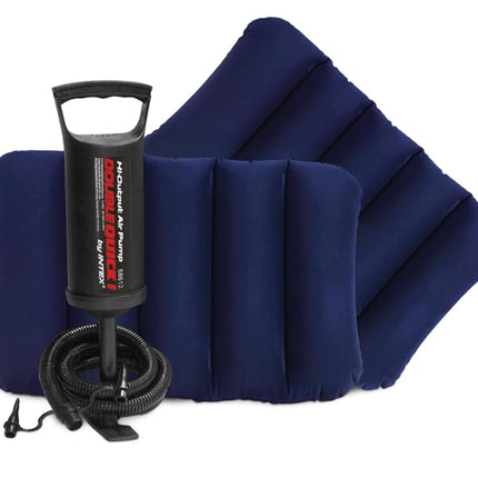 Intex 64765E Dura-Beam Standard Classic Air Mattress with Inflatable Pillows: Fiber-Tech - Queen Size - Hand Pump - 10in Bed Height - 600lb Weight Capacity
