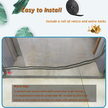 DOOREASY Pet Screen Door, Upgraded Cat Resistant Door to Stop Cats Running Out, Easy Install Mesh with Zipper Closure, No Slightest Gap, Fresh Air in (Fits Doors Up to 34''x80'') (PE-DR3480)