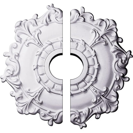 Ekena Millwork CM18RL2 18" OD x 3 ID x 1 1/2" P Riley Ceiling Medallion, Two Piece (Fits Canopies up to 4 5/8"), White