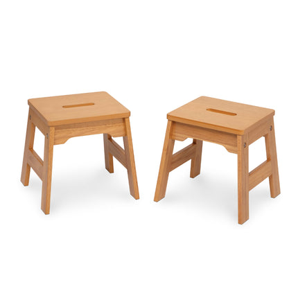 Melissa & Doug Wooden Stools - Set of 2 Stackable, 11-Inch-Tall - Natural