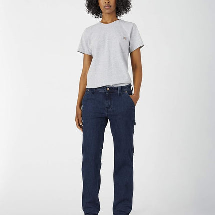 Dickies, Pantalón Carpenter recto de mezclilla, para mujer, Dark Stone WASH, 2/Regular