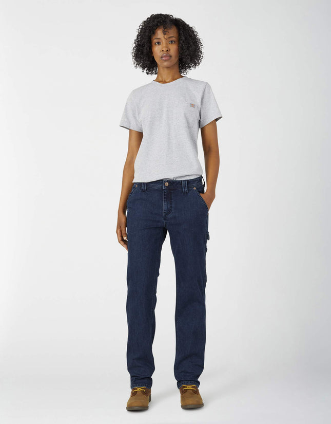 Dickies, Women's, Denim Carpenter Pant Straight, Dark Stone WASH, 6/Regular