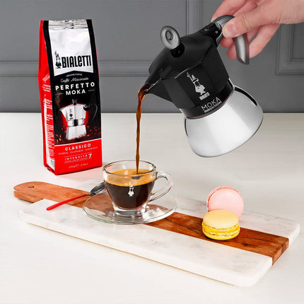 Bialetti New Moka Induction Induction Coffee Pot, 6 Cups, 280 ml, Aluminium, Black