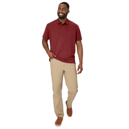 Hanes Moves Performance, Short Sleeve Polo Shirt for Men, Moisture-Wicking, Cardinal Red, Large