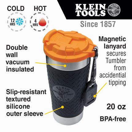 Mochila Klein Tools Tradesman Pro, negra/naranja, 3 piezas, mochila con vaso y llavero