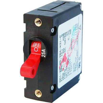 Blue Sea Systems 7217 A-Series Red Toggle Circuit Breaker, Single Pole 25A