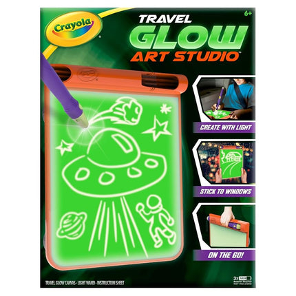 CRAYOLA Studio artistique de voyage lumineux, jouets qui brillent dans le noir, cadeaux pour enfants filles et garçons, à partir de 6, 7, 8, 9 ans