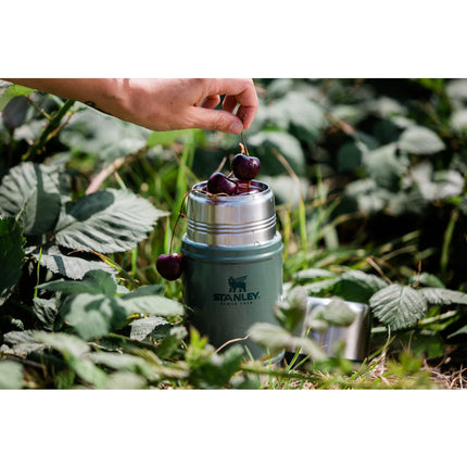 Stanley Classic Legendary Large Food Jar 24 oz | Vacuum Insulated Food Container | Wide Mouth Screw On Lid | Packable for Travel | Stainless Steel & Leakproof Lid | Hammertone Green