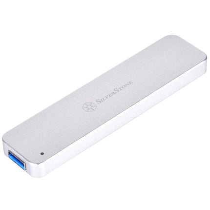 SilverStone Technology M.2 SATA SSD to USB 3.1 Gen 2 Enclosure with Retractable Aluminum USB Type-A Housing in Silver MS09S
