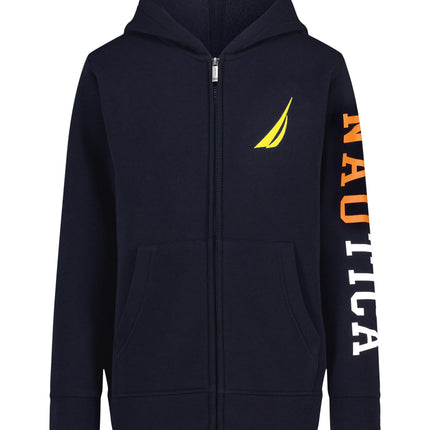 Nautica Boys' Long Sleeve Fleece Full Zip Hoodie, 