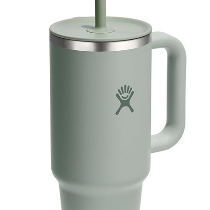 Hydro Flask 40 Oz Travel Tumbler with Handle, Lid and Straw - Insulated Stainless Steel in Tonal Agave