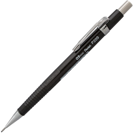 Portaminas Pentel Sharp, (0.9mm), barril de grafito metálico, caja de 12 unidades (P209MN)