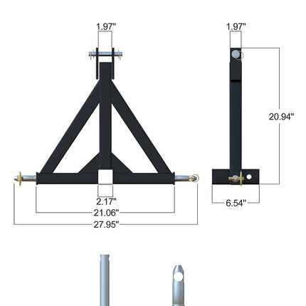 KYBOLT 3 Point 2" Trailer Hitch Receiver Heavy-Duty for Category 1 Tractors Compatible with Kubota, BX, LM25H, WLM Tractor, NorTrac, Yanmar, Kioti, Cat, John Deere Sale