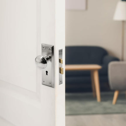 Prime-Line Products E 2330 Keyed Mortise Lock Set, Satin Nickel Finish